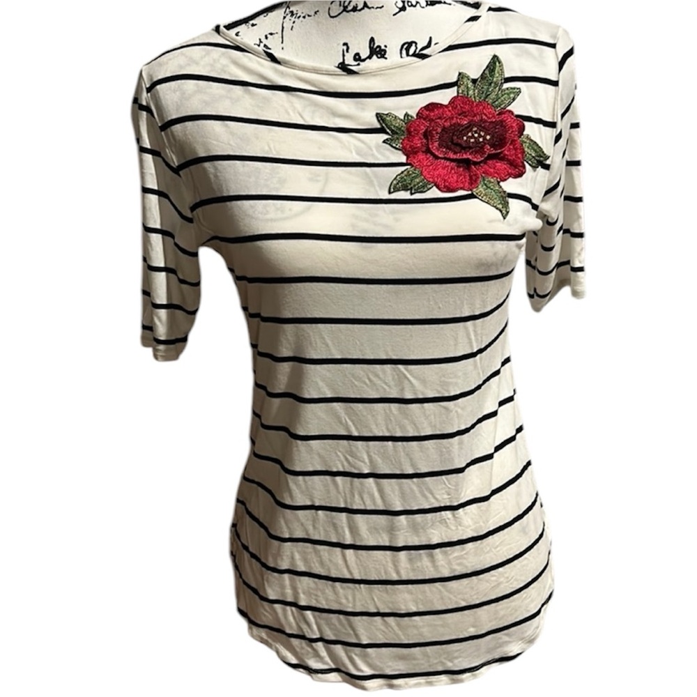 Olivia Blu Floral Striped Shirt